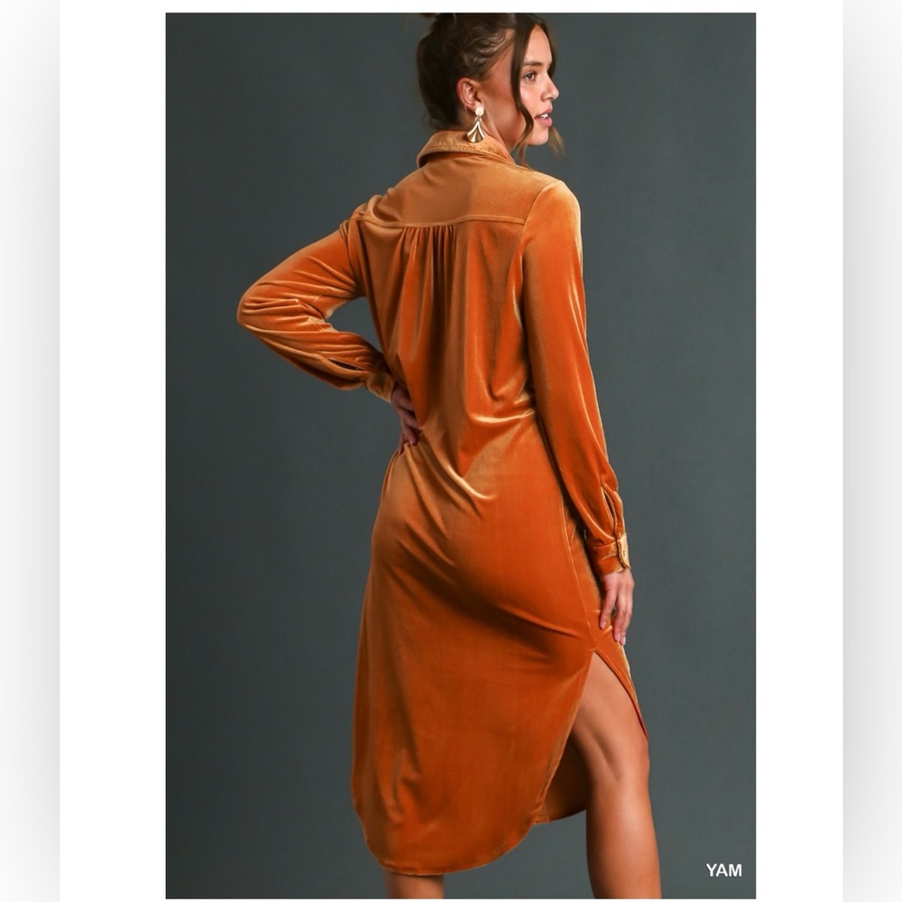 Umgee Velvet Shirt Dress - Picture 6 of 10